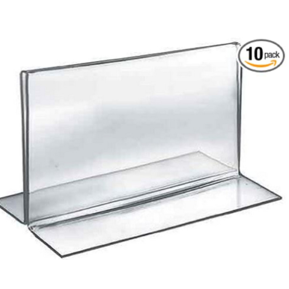 Azar Displays 152723 7 by 5-Inch Height Double-Foot Acrylic Sign Holder, 10-Pack